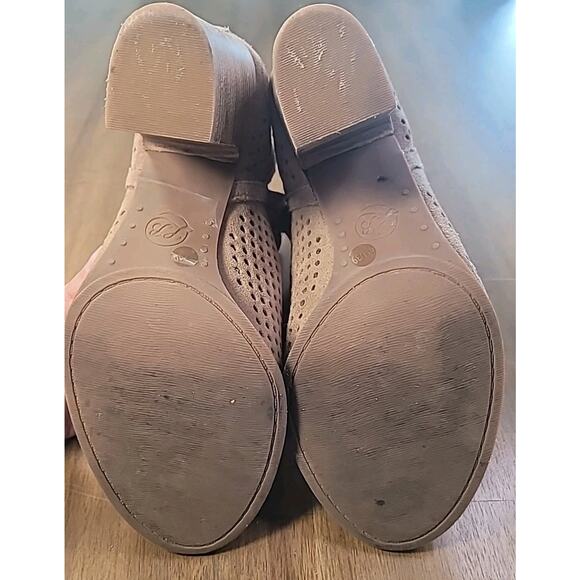 Lucky Brand Brown Laser Cut Western Open Toe High Heel Booties Sz 9M - Picture 8 of 9